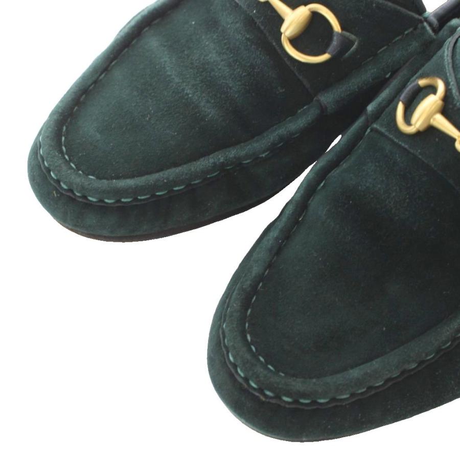 GUCCI（グッチ） ローファー モカシン 38.5 25cm 緑 グリーン スエード