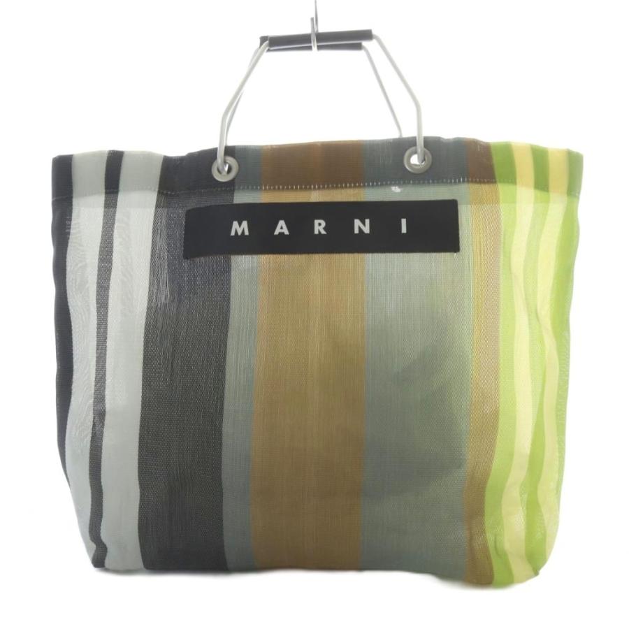 MARNI（マルニ） ストライプマーケットバッグ トートバッグ ロゴ