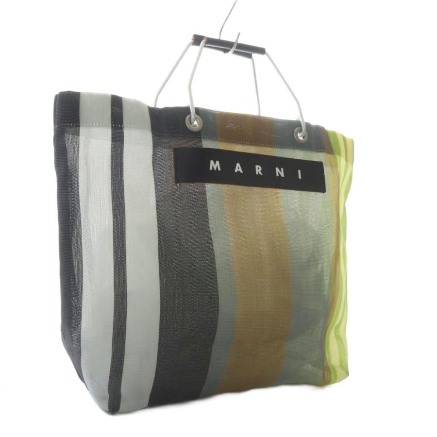 MARNI（マルニ） ストライプマーケットバッグ トートバッグ ロゴ