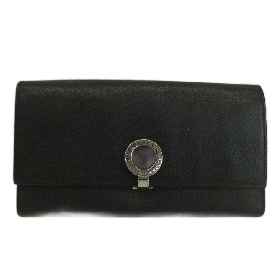 BVLGARI（ブルガリ） 長財布 二つ折り レザー ロゴ シルバークリップ