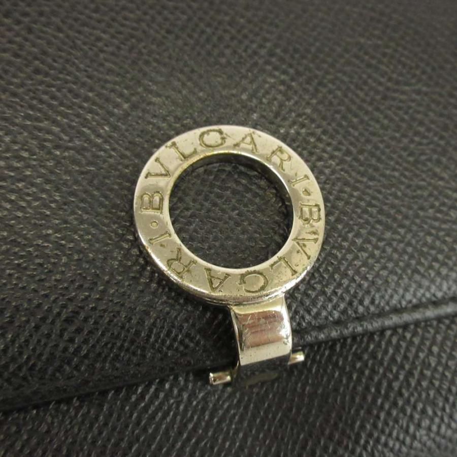 BVLGARI（ブルガリ） 長財布 二つ折り レザー ロゴ シルバークリップ