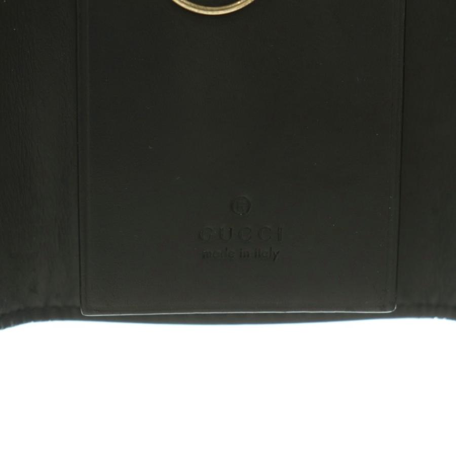 GUCCI（グッチ） キーケース グッチシマ 6連 GGロゴエンボス リボン 黒