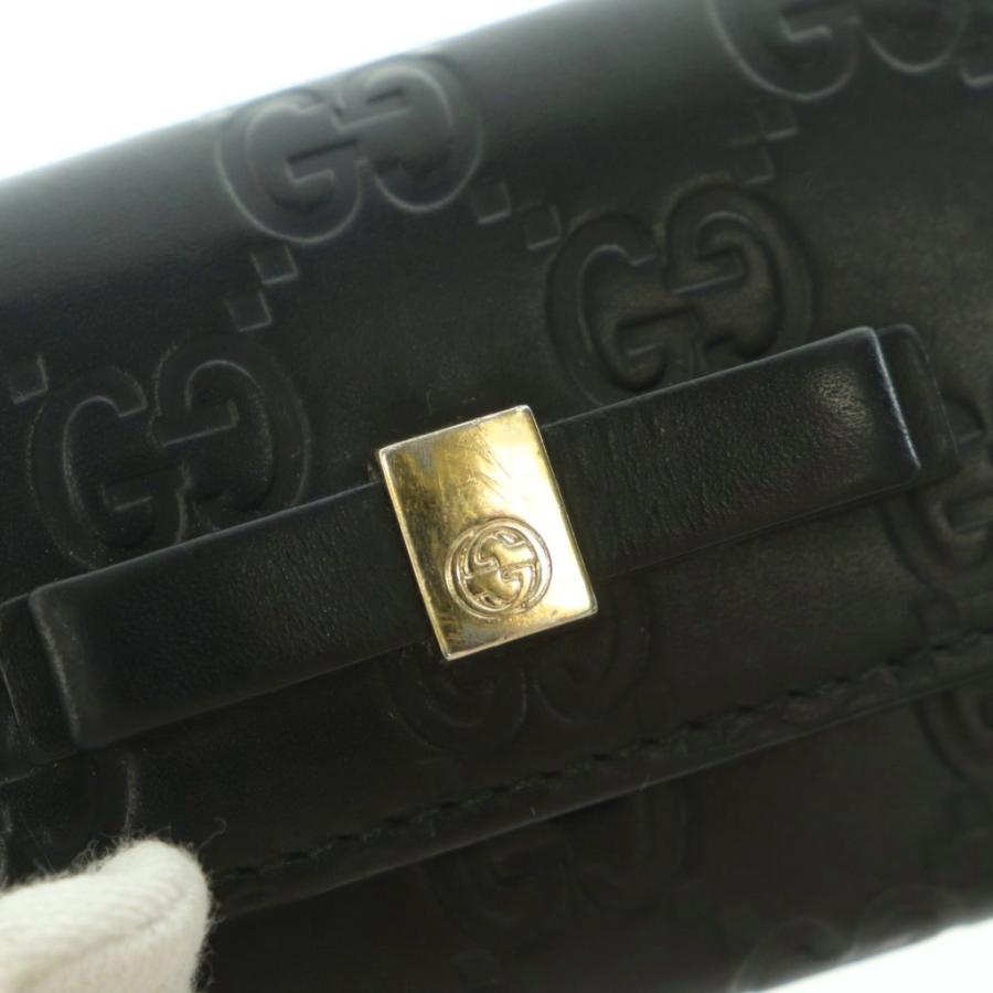 GUCCI（グッチ） キーケース グッチシマ 6連 GGロゴエンボス リボン 黒