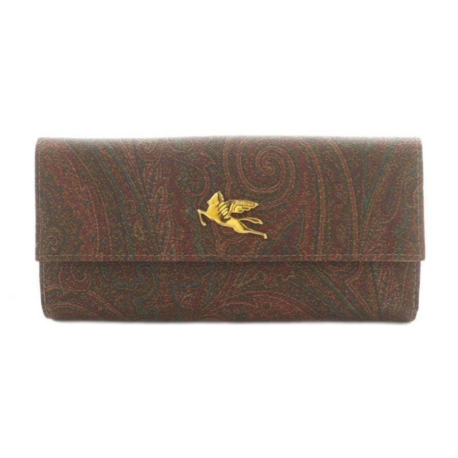 ETRO（エトロ） 長財布 二つ折り 小銭入れ レザー切替 ペイズリー柄