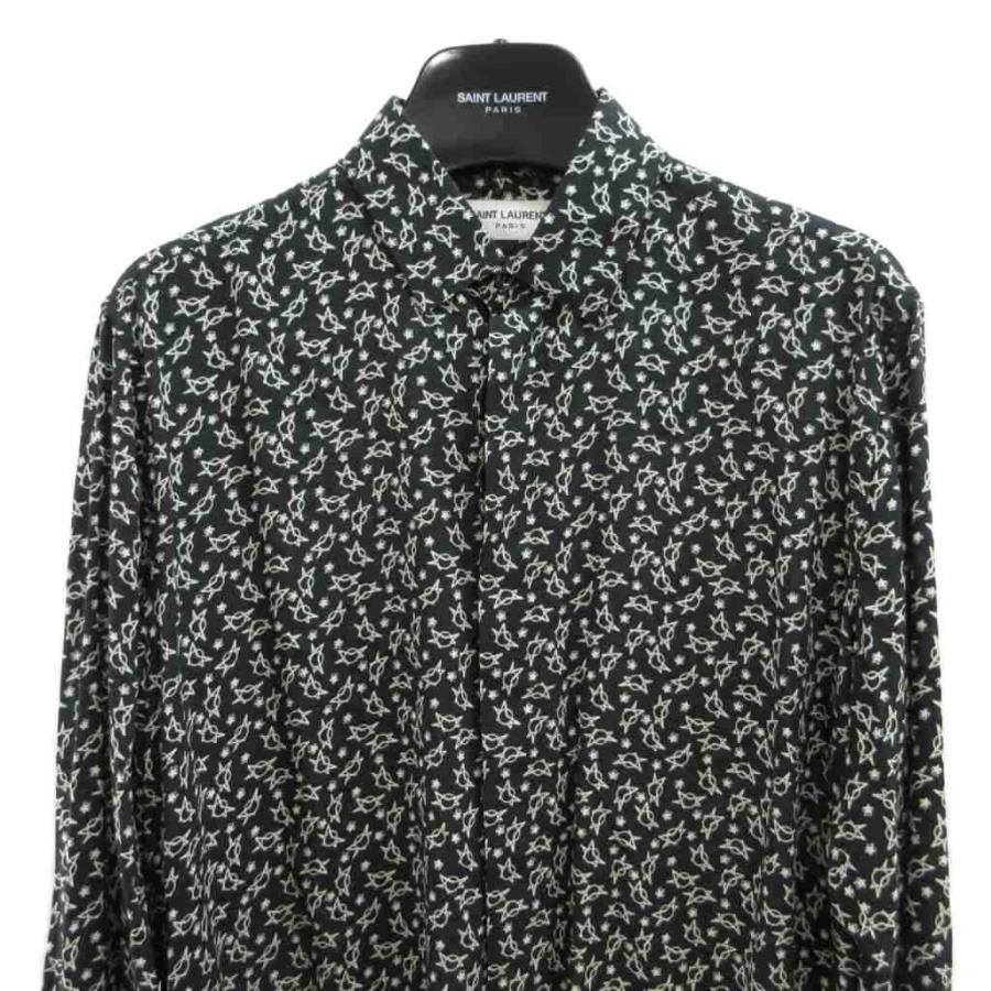 サンローラン パリ SAINT LAURENT PARIS ワイシャツ 37 黒 ブラック 白 