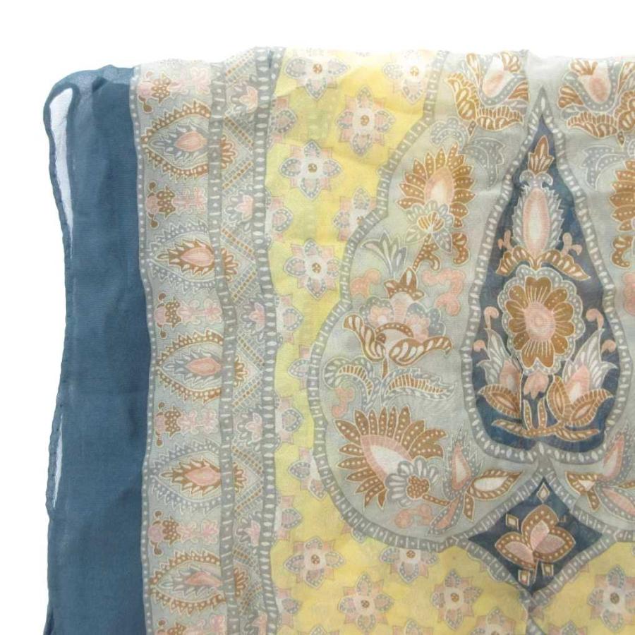 ETRO（エトロ） スカーフ 紺 ネイビー 黄色 イエロー 緑 グリーン