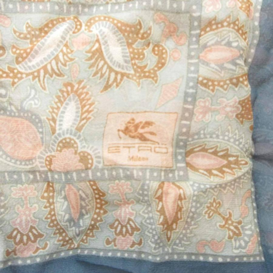 ETRO（エトロ） スカーフ 紺 ネイビー 黄色 イエロー 緑 グリーン