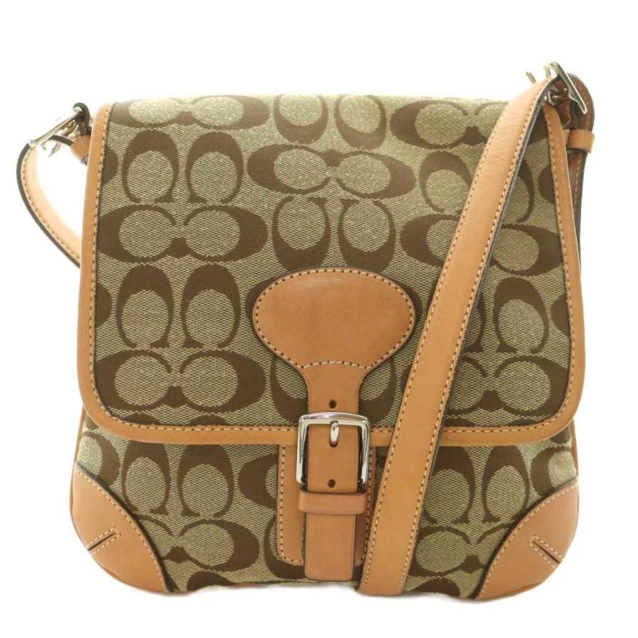 週末限定コーチ ショルダーバッグ ベージュ ロゴ柄 COACH（コーチ） ショルダーバッグ キャンバス レザー 切替 ロゴ