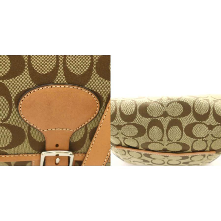 Coach ベージュ ロゴ柄 ショルダーバッグ COACH（コーチ） ショルダーバッグ キャンバス レザー 切替 ロゴ