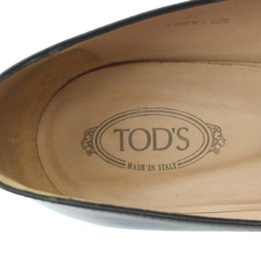 トッズ TOD'S パンプス ポインテッドトゥ ロゴ レザー 37 23.5cm 黒
