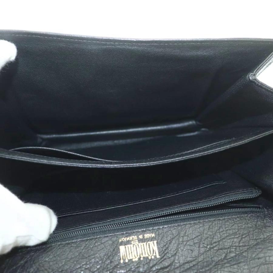 クーニギン Konigin ハンドバッグ オーストリッチレザー フラップ 黒 