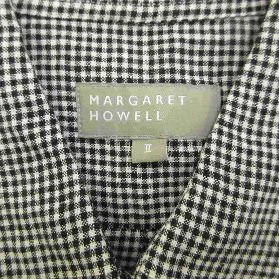 未使用✨マーガレットハウエル リネンシャツ チェック サイズ2 バンドカラー MARGARET HOWELL（マーガレットハウエル） シャツ ブラウス 麻 リネン