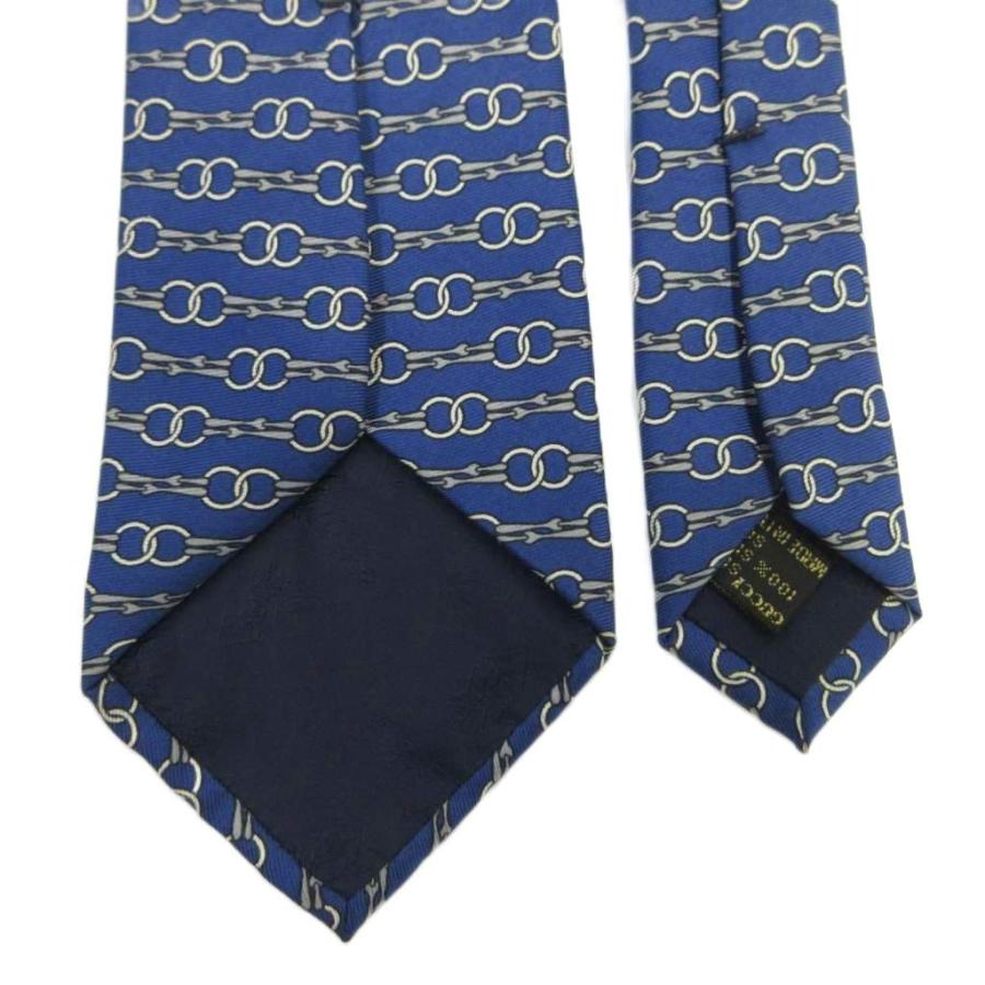 GUCCI（グッチ） ネクタイ 絹 シルク レギュラータイ チェーン 総柄 青