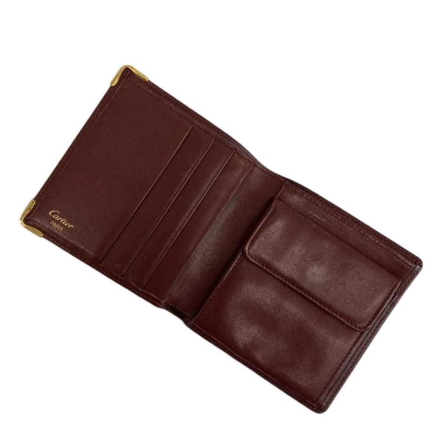 Cartier カルティエ マストライン 二つ折り財布 ボルドー レザー 付属品 Cartier（カルティエ） マストライン 財布 二つ折り レザー ロゴ 型