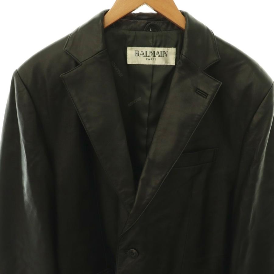 未使用品 バルマン BALMAIN テーラードジャケット ラムスキン レザー L
