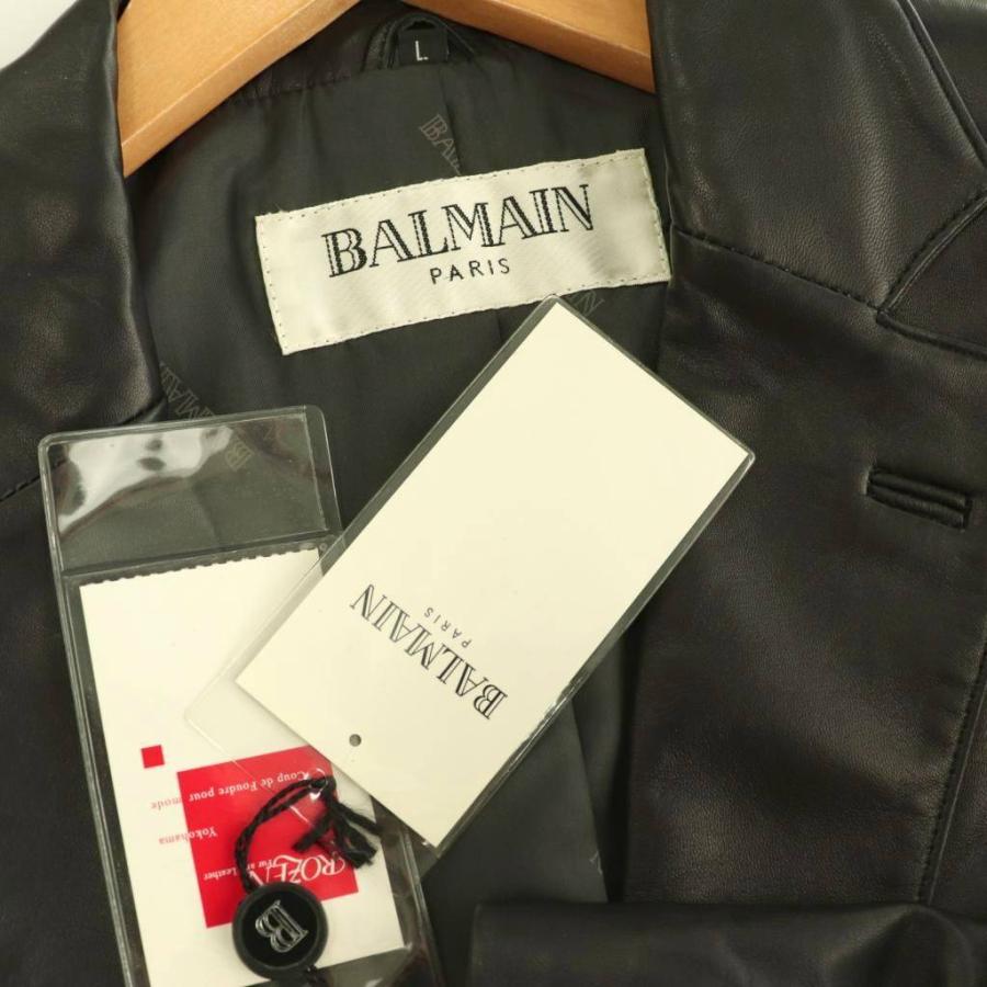未使用品 バルマン BALMAIN テーラードジャケット ラムスキン レザー L