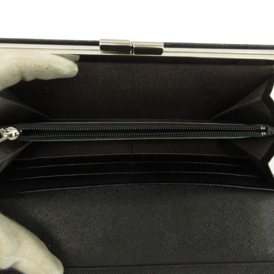 【未使用】バーバリー 長財布 シャドーチェック キャンバス レザー 黒 ブラック BURBERRY（バーバリー） 長財布 二つ折り がま口 レザー シャドー