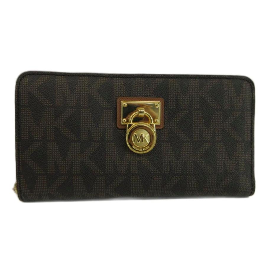 マイケルコース MICHAEL KORS 長財布 PVC レザー ラウンドファスナー 