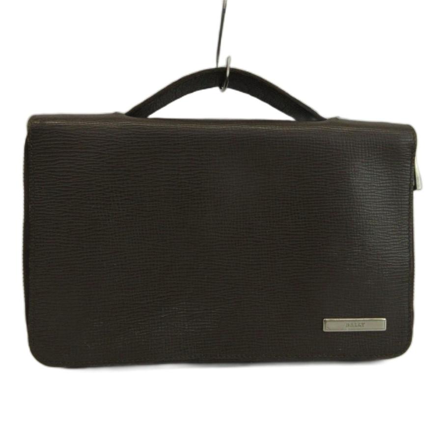 美品 BALLY バリー　セカンドバッグ　クラッチバッグ ブラウン 革 ライン Bally（バリー） セカンドバッグ クラッチバッグ レザー 型押し W