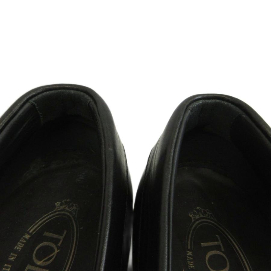 トッズ TOD'S ローファー スリッポン レザー ロゴ 9 28cm 黒 ブラック