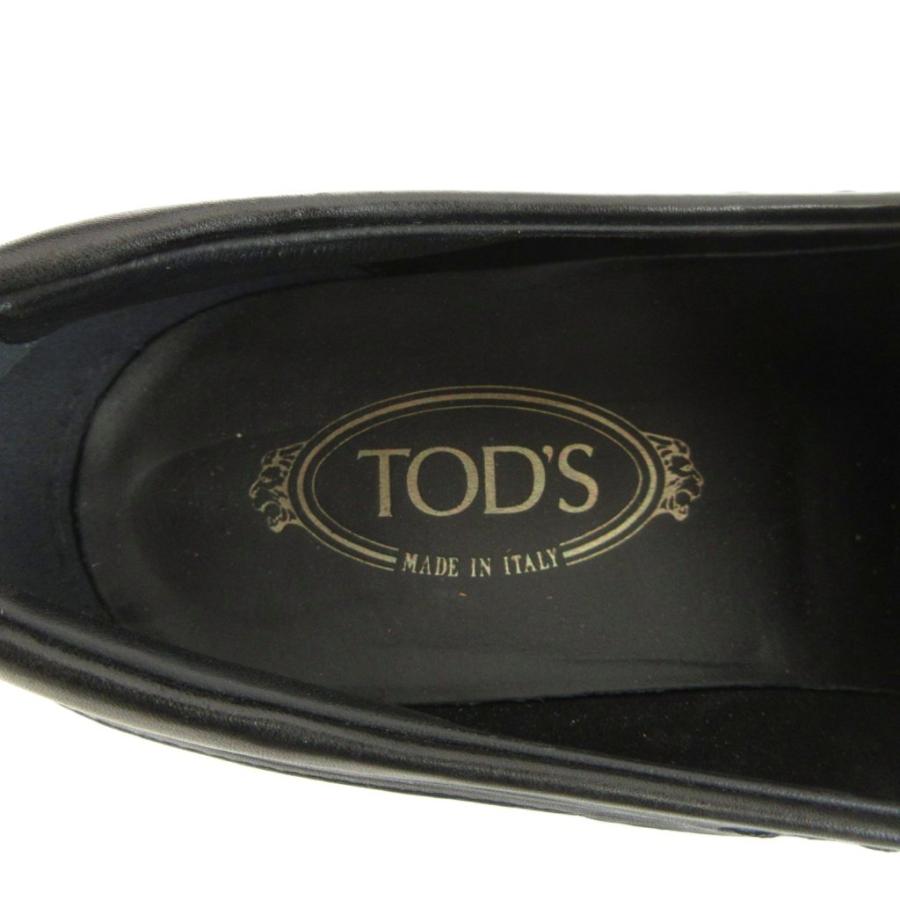 トッズ TOD'S ローファー スリッポン レザー ロゴ 9 28cm 黒 ブラック