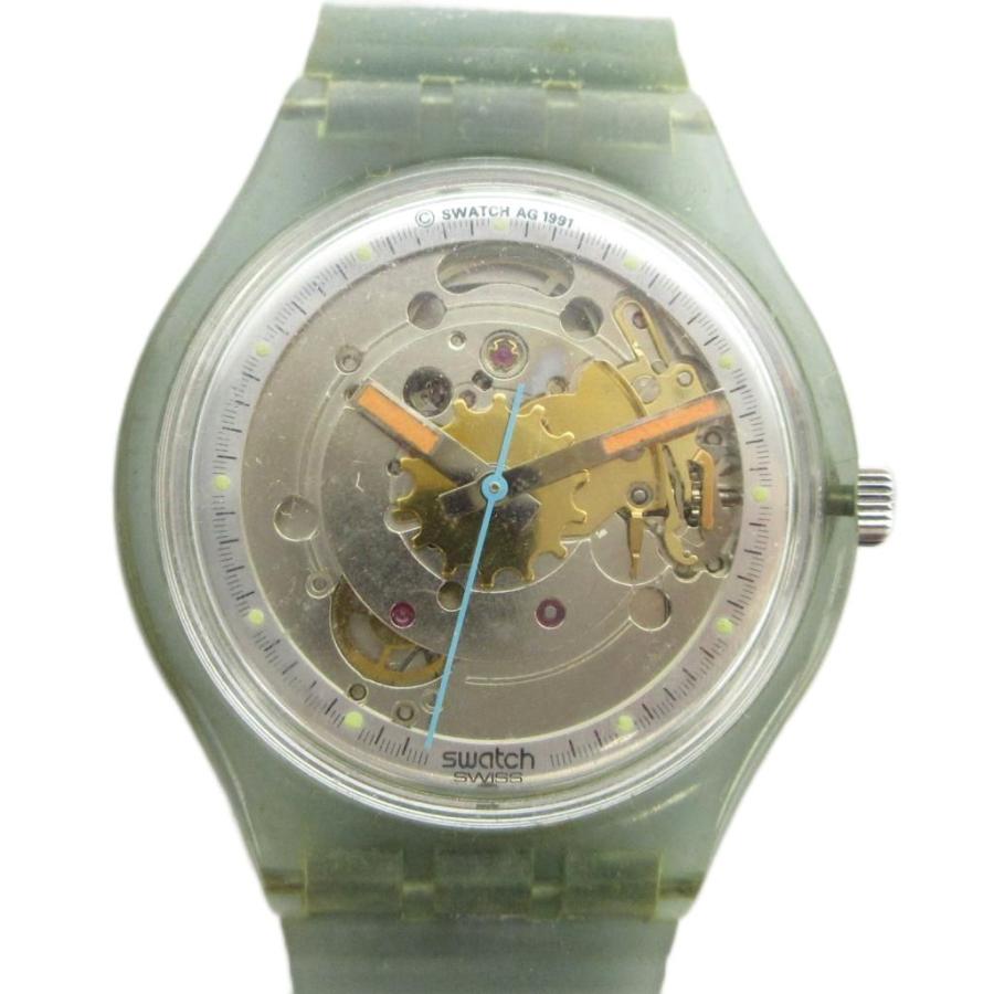 スウォッチ SWATCH 腕時計 自動巻き ウォッチ ロゴ スケルトン 緑