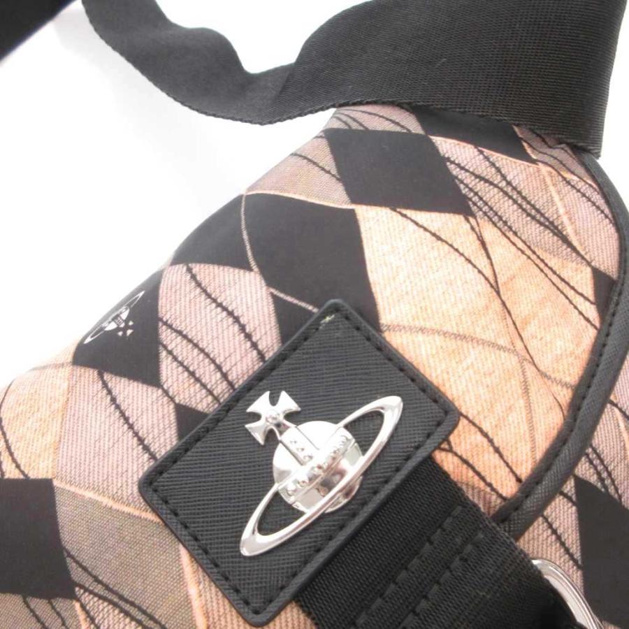 Vivienne Westwoodアーガイル柄ショルダーバッグ オーブ黒グレー 中古