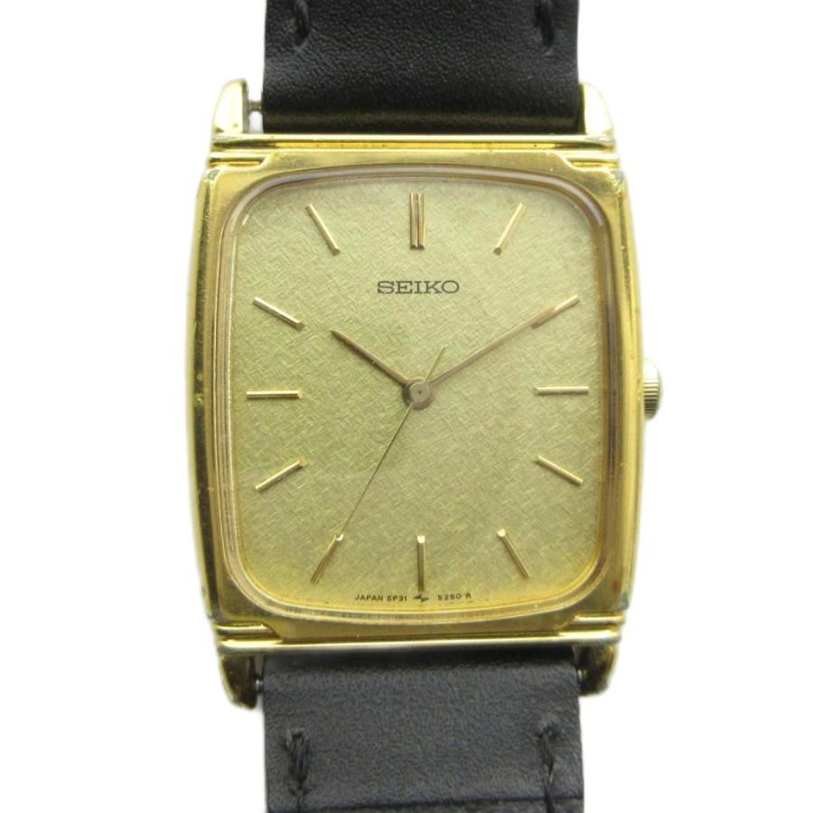 セイコー SEIKO 5P31-5170 腕時計 ウォッチ クォーツ ロゴ レザー