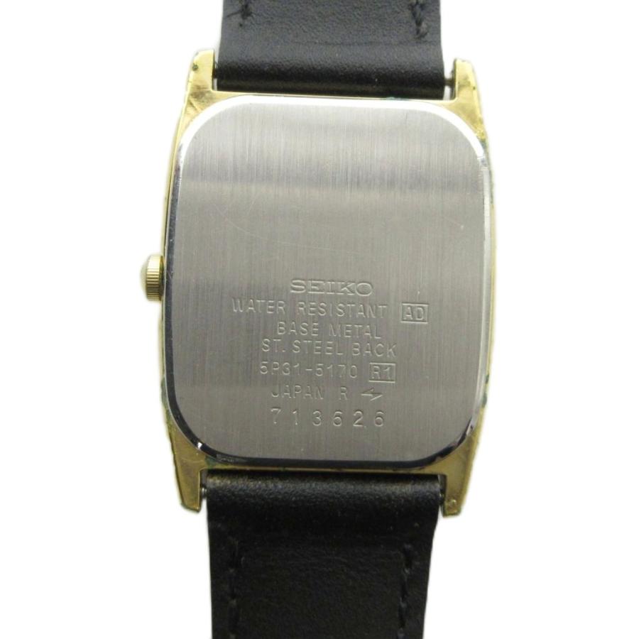 セイコー SEIKO 5P31-5170 腕時計 ウォッチ クォーツ ロゴ レザー