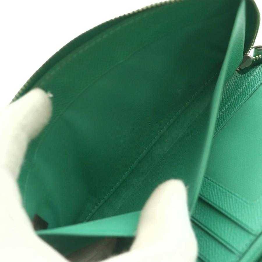 COACH（コーチ） ラウンドファスナーウォレット 長財布 ロゴ レザー 緑