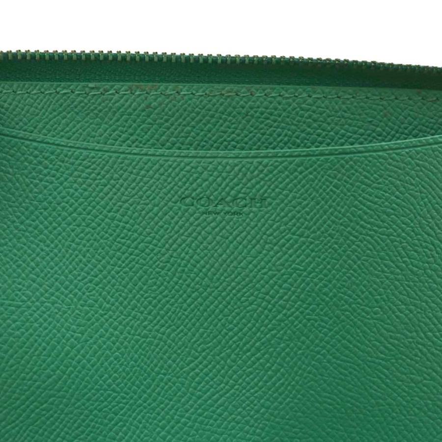 COACH（コーチ） ラウンドファスナーウォレット 長財布 ロゴ レザー 緑