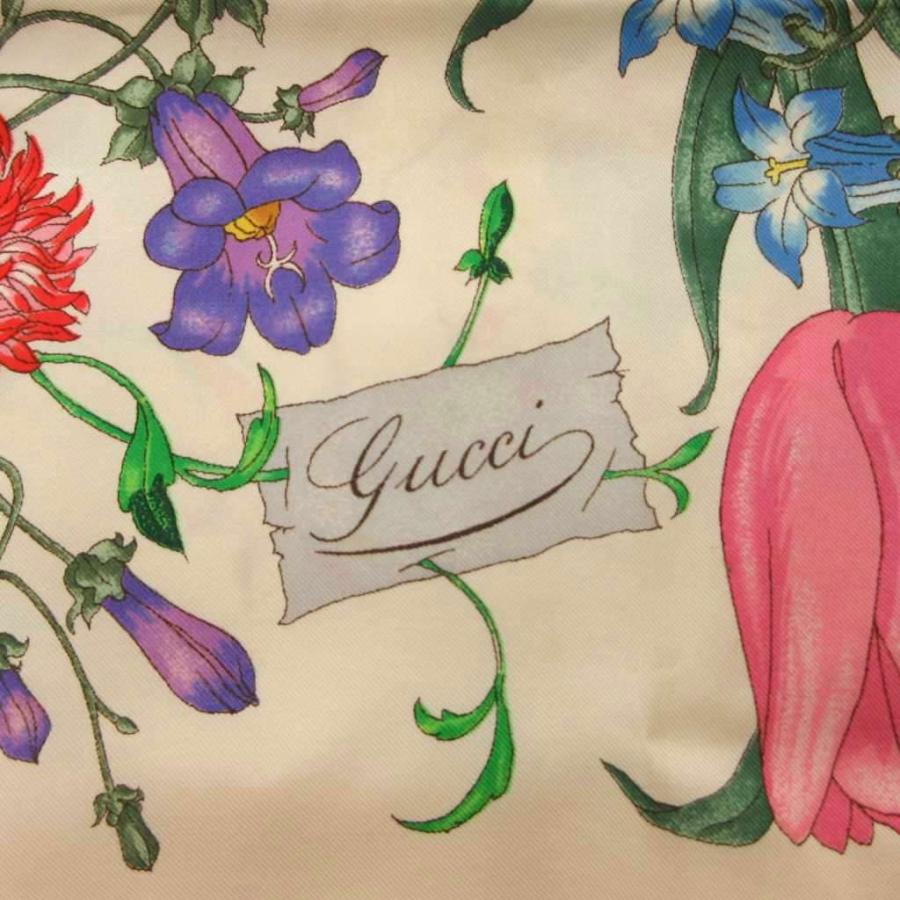 GUCCI（グッチ） スカーフ チーフ ボタニカル柄 絹 シルク 黄 イエロー