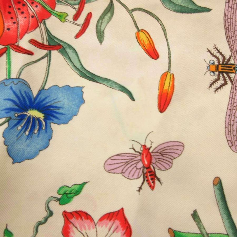 GUCCI（グッチ） スカーフ チーフ ボタニカル柄 絹 シルク 黄 イエロー
