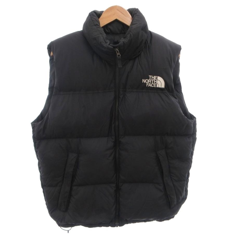 【美品】  ブラック ダウンベスト THE NORTH FACE（ザ ノースフェイス） ダウンベスト ジップアップ ロゴ