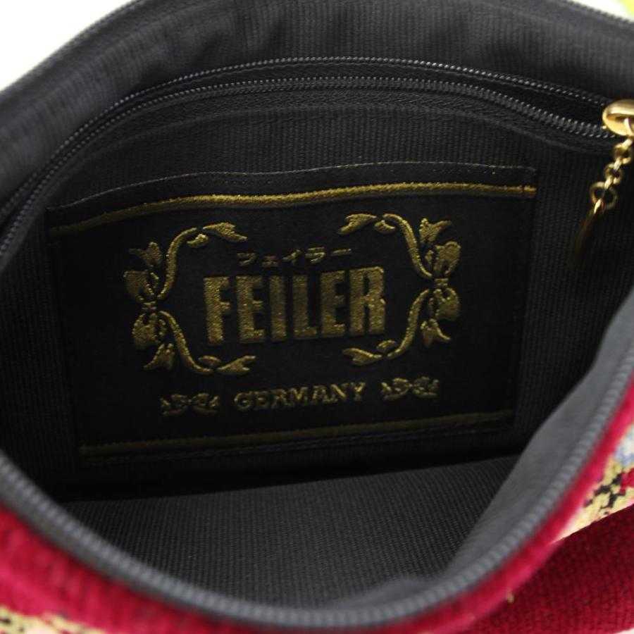 フェイラー FEILER ハンドバッグ シュニール織 花柄 赤紫 ボルドー /TK 