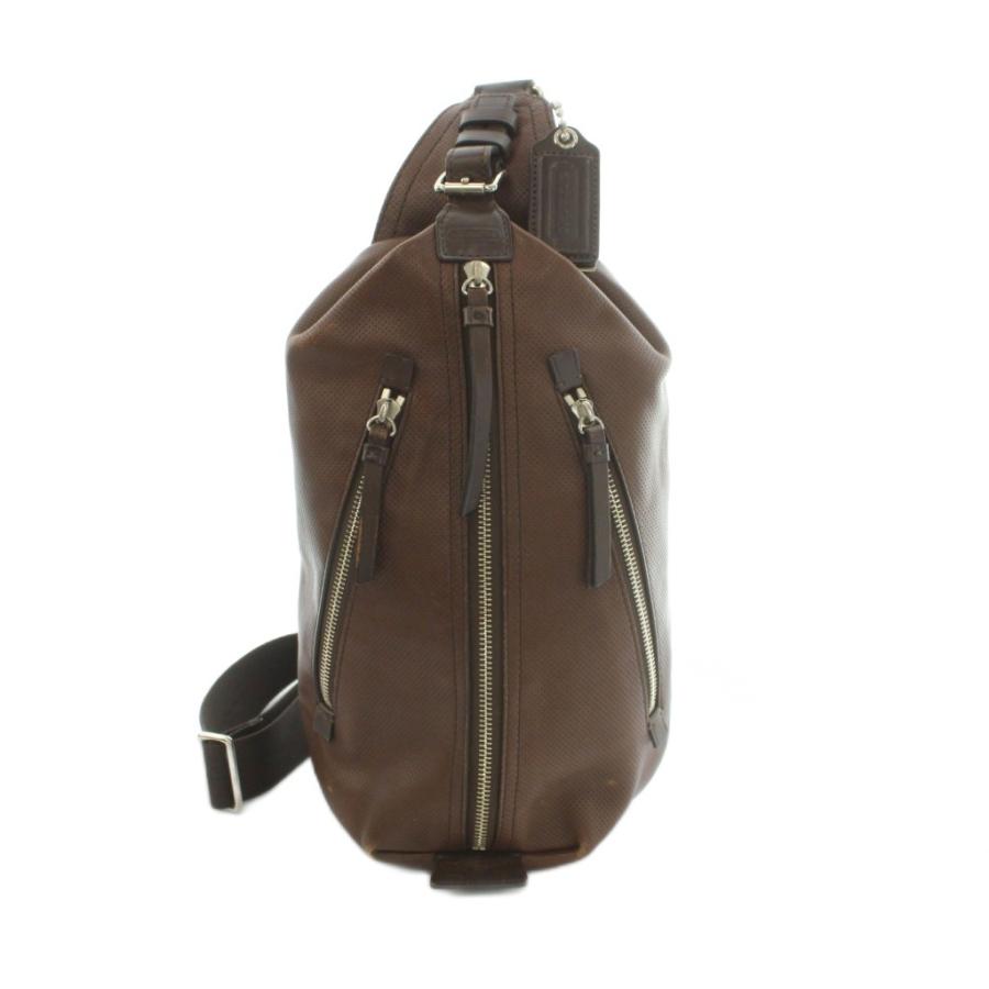 【美品】コーチ　トンプソン　ボディバッグ　ロゴ型押し　シルバー金具　レザー　黒 COACH（コーチ） トンプソン ボディバッグ レザー 茶 ブラウン 70716