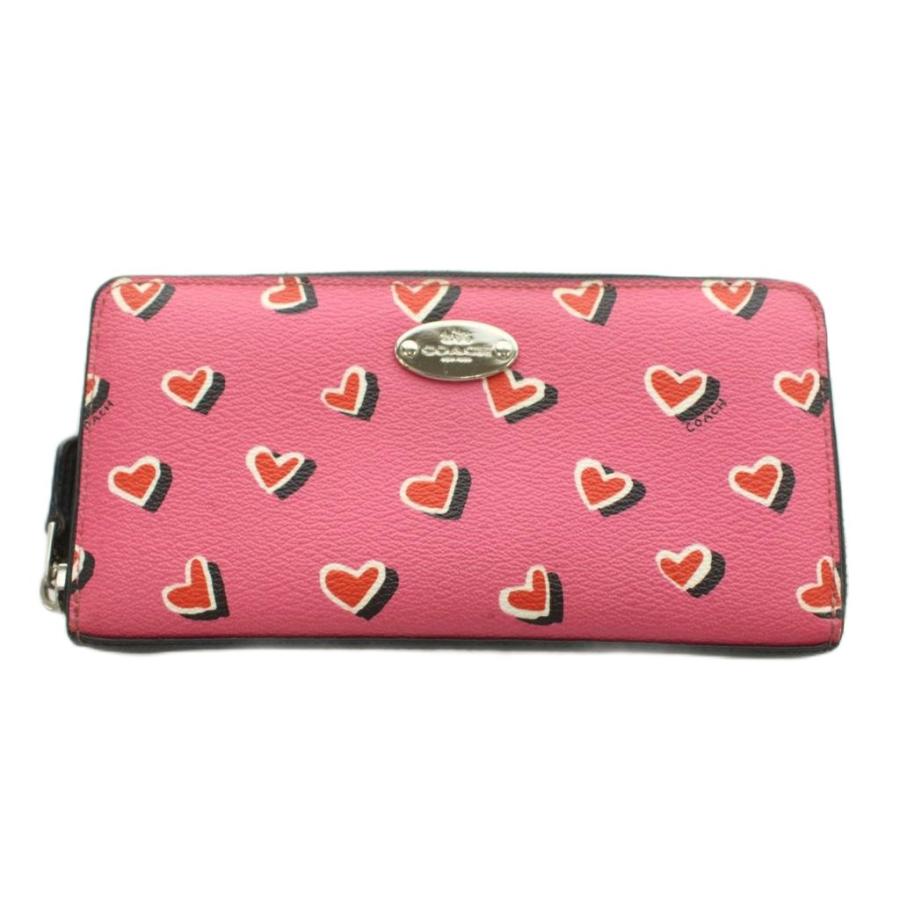 COACH（コーチ） 長財布 ラウンドファスナー 小銭入れ ハート レザー