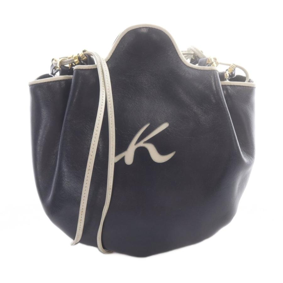 Kitamura（キタムラ） ショルダーバッグ 巾着 ロゴ レザー マグネット