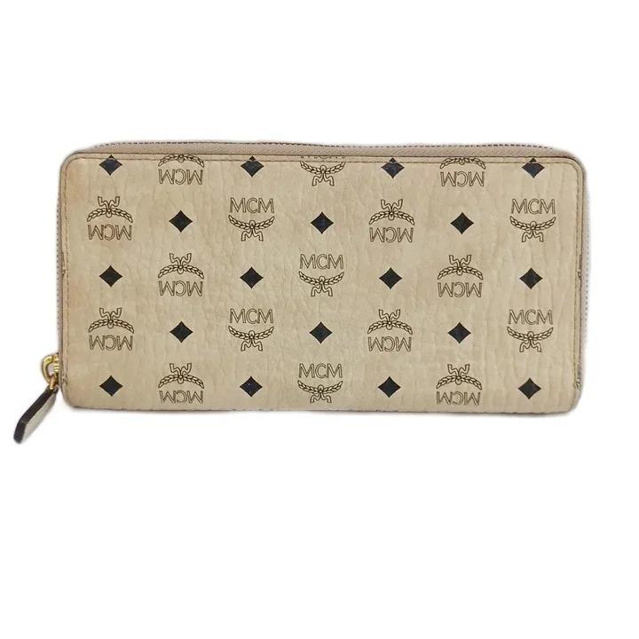 MCM エムシーエム　長財布 ラウンドファスナー ヴィセトス ストライプ エムシーエム MCM 長財布 レザー ラウンドファスナー ヴィセトス柄 総