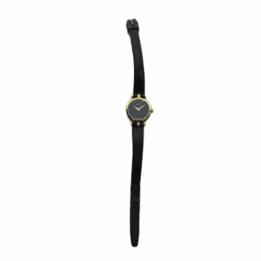 GUCCI（グッチ） 腕時計 クォーツ ウォッチ 黒文字盤 ロゴ レザー