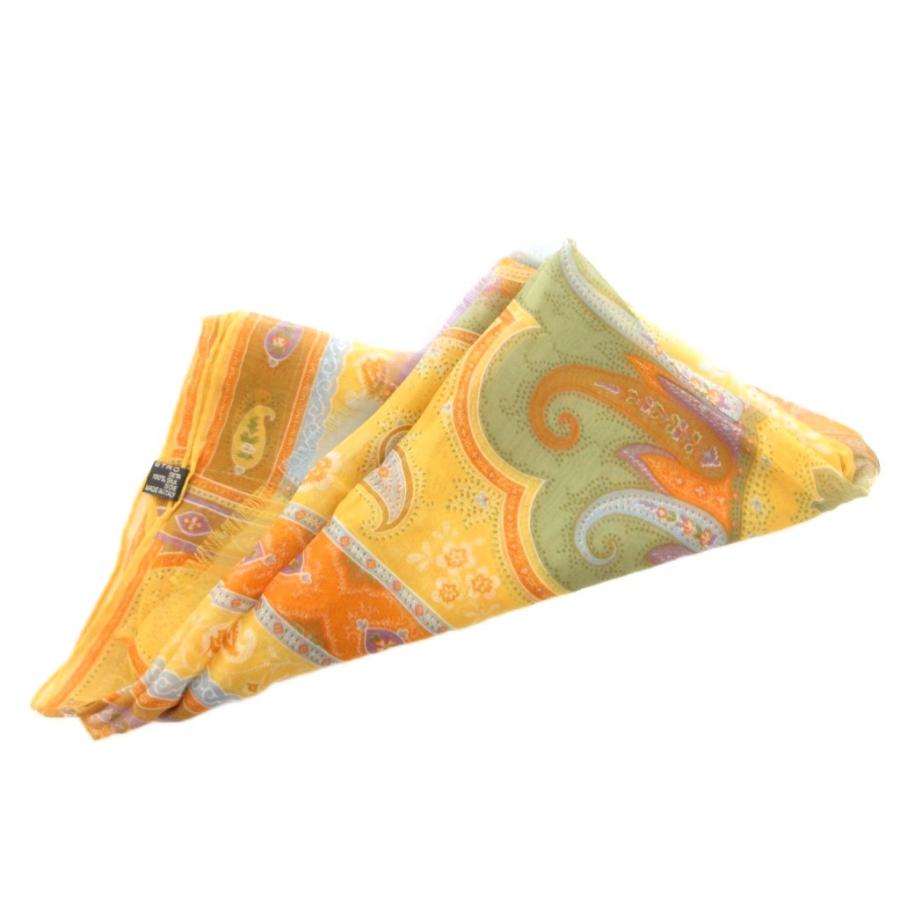 ETRO エトロ シルク ストール イタリア製 ペイズリー イエロー系 ETRO（エトロ） ストール シルク 絹 ペイズリー柄 総柄 黄 イエロー