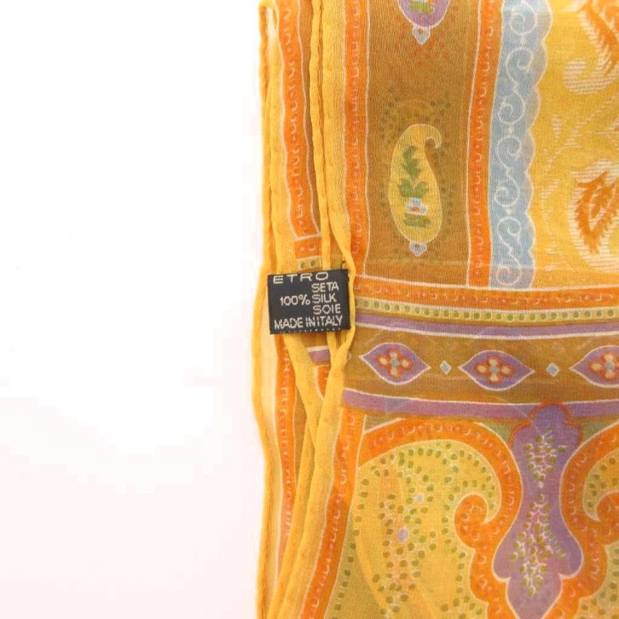 ETRO エトロ シルク ストール イタリア製 ペイズリー イエロー系 ETRO（エトロ） ストール シルク 絹 ペイズリー柄 総柄 黄 イエロー