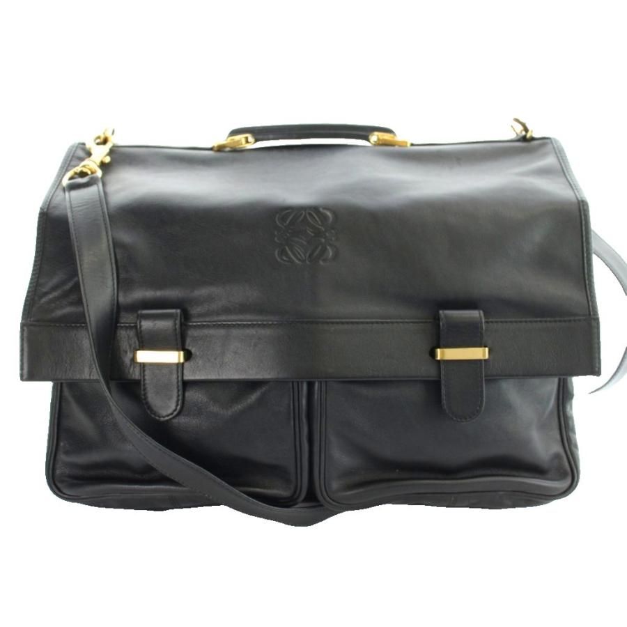 『美品』LOEWE(ロエベ)ケース レザー ブラック LOEWE（ロエベ） ショルダーバッグ ビジネスバッグ ブリーフケース