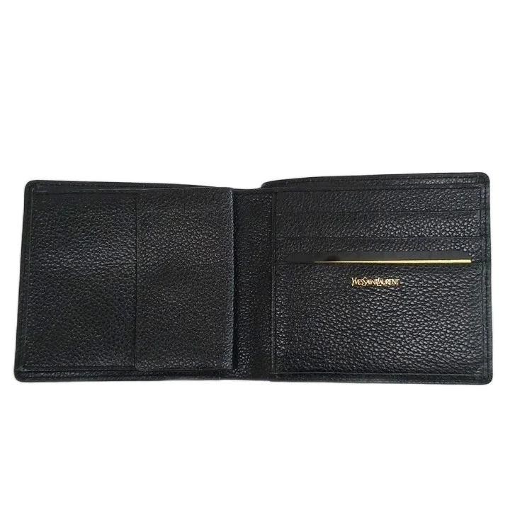 Yves Saint Laurent（イヴ・サンローラン） 財布 二つ折り シボ革