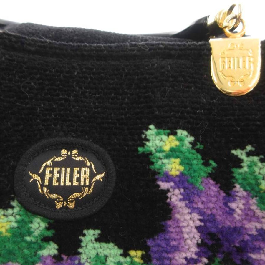 フェイラー FEILER ハンドバッグ 黒 ブラック 花柄 /SC □GY18