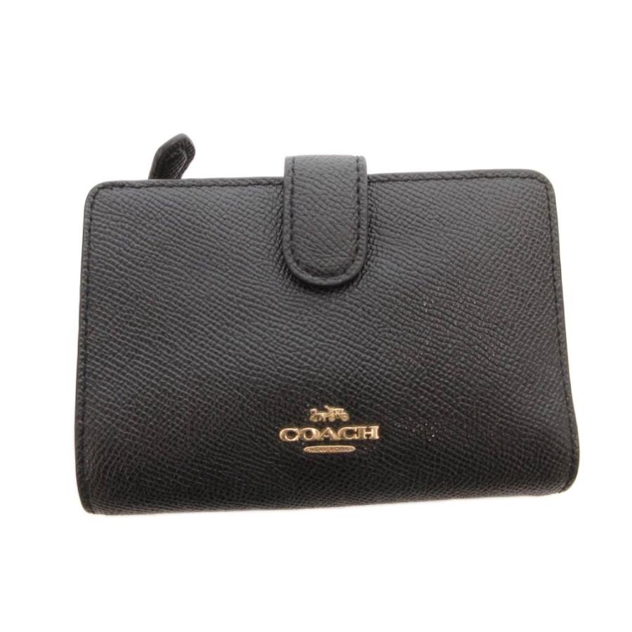極美品 COACH コーチ レザー エンボス ブラック 折財布 COACH（コーチ） 二つ折り財布 ウォレット 小銭入れあり レザー ロゴ