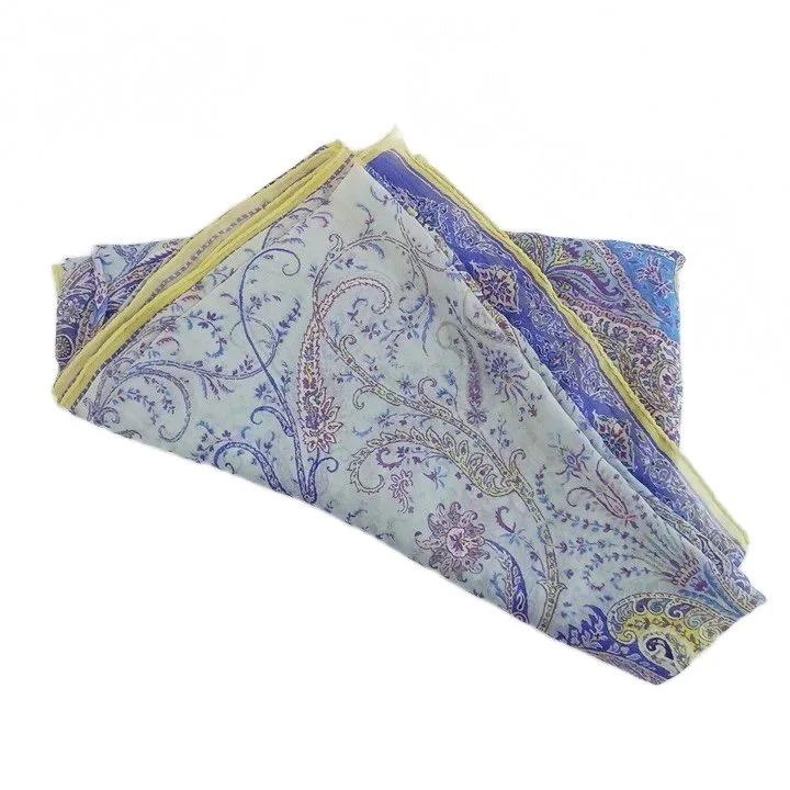 ETRO（エトロ） スカーフ 大判 絹 シルク ペイズリー柄 総柄 ロゴ 紫