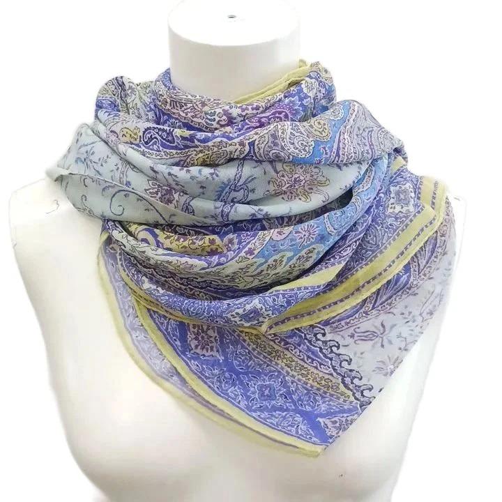 ETRO（エトロ） スカーフ 大判 絹 シルク ペイズリー柄 総柄 ロゴ 紫