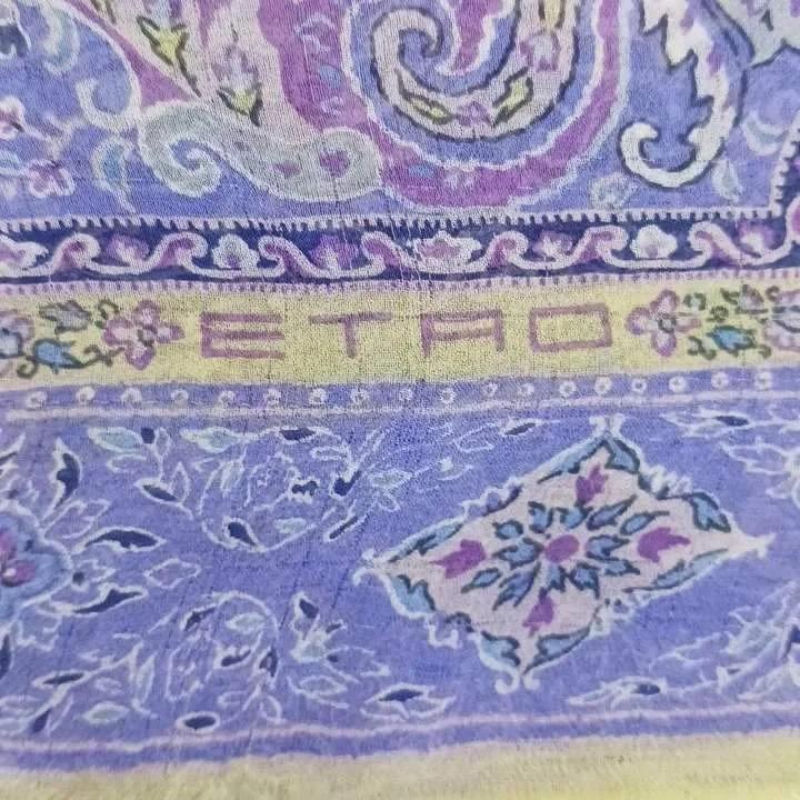 ETRO（エトロ） スカーフ 大判 絹 シルク ペイズリー柄 総柄 ロゴ 紫