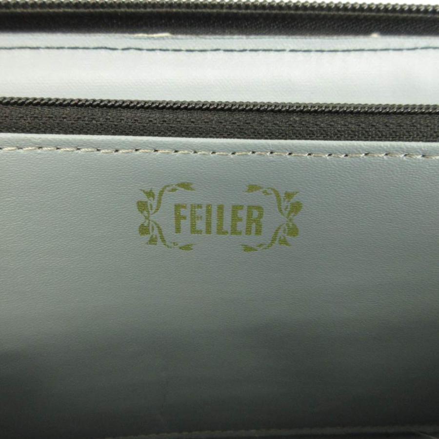 フェイラー FEILER 長財布 シュニール織 レザー ラウンドファスナー 花